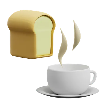 Bread and Coffee  3D Icon