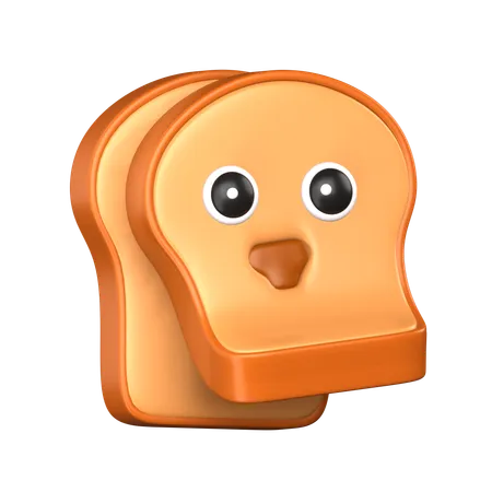Cute Bread Smile 3 D Cute Food Icon 3D Icon
