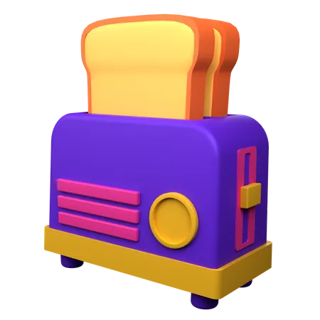 3 D Illustration Bread Toaster Object 3D Icon