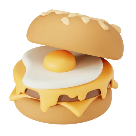 Breakfast Burger With Eggs Muffin And Cheese 3D Icon