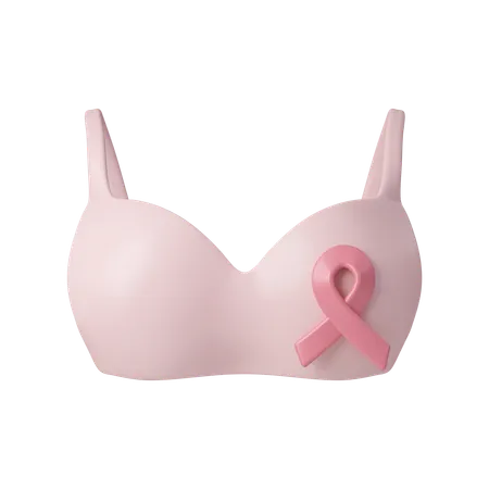 Breast Cancer Awareness Pink Bra With Ribbon World Cancer Day Concept February 4 Raise Awareness Prevention Detection Treatment Icon Design 3 D Illustration 3D Icon
