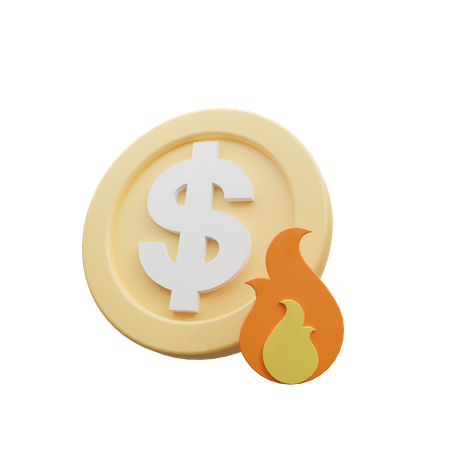 Brennender Dollar  3D Icon