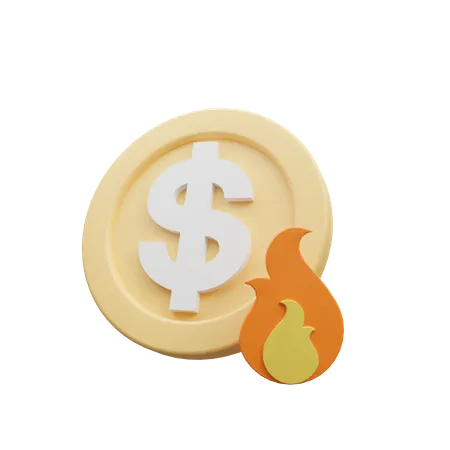 Brennender Dollar  3D Icon