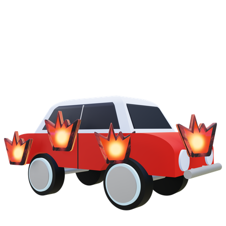 Brennendes Auto  3D Icon