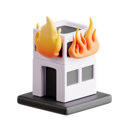 Brennendes Gebäude  3D Icon