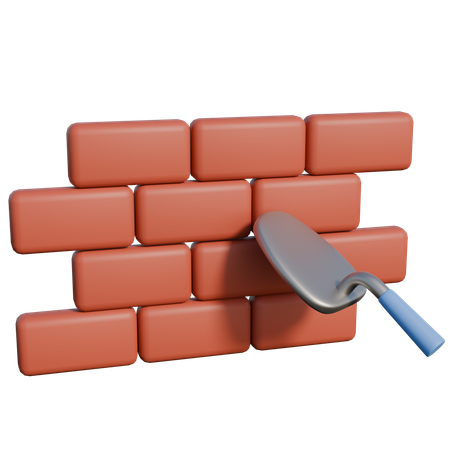 Brick and trowel  3D Icon