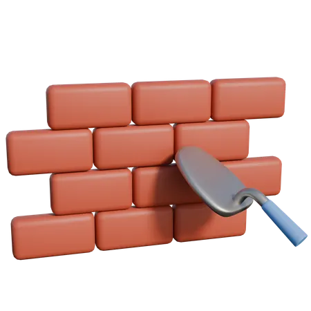 Brick and trowel  3D Icon