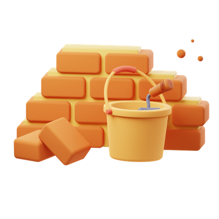 Brick Wall Construction  3D Icon