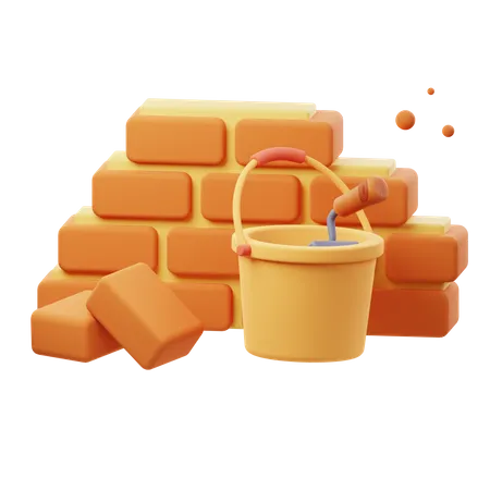 Brick Wall Construction  3D Icon