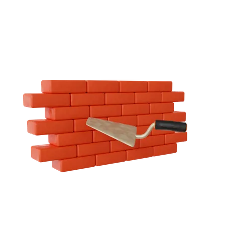 3 D Brick Wall Construction 3D Icon