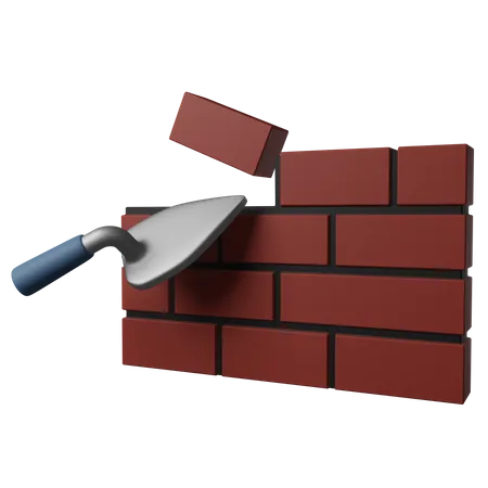 3 D Brick Wall Plaster Illustration 3D Icon