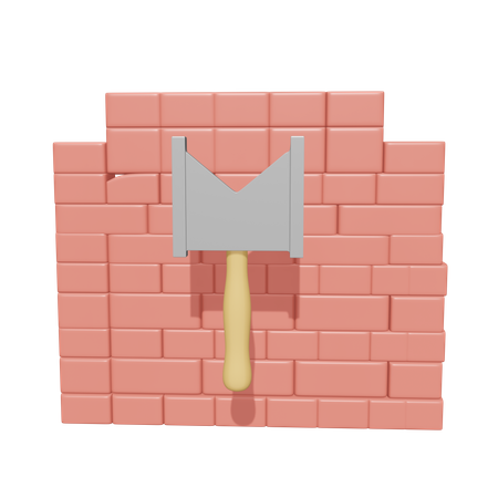 Brick Wall with Trowel  3D Icon