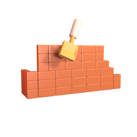 Brick Wall with Trowel  3D Icon