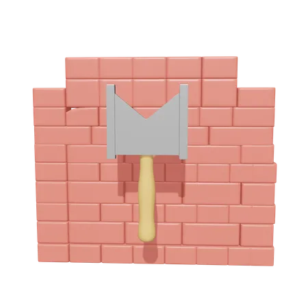 Brick Wall with Trowel  3D Icon