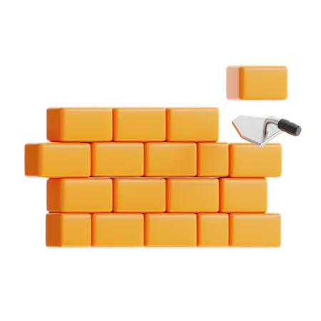 3 D Rendering Brickwall Plaster Construction Icon 3D Icon