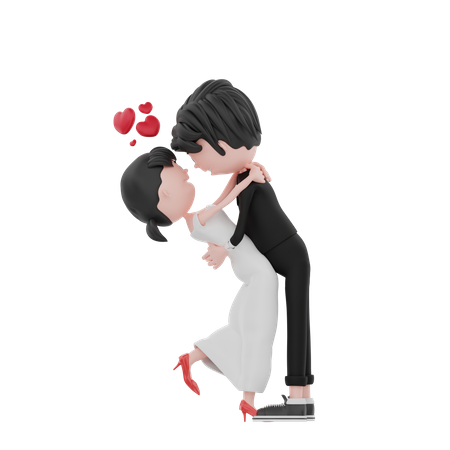 Bride and groom are hugging  3D Illustration