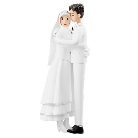 Bride And Groom Embracing Each Other  3D Illustration