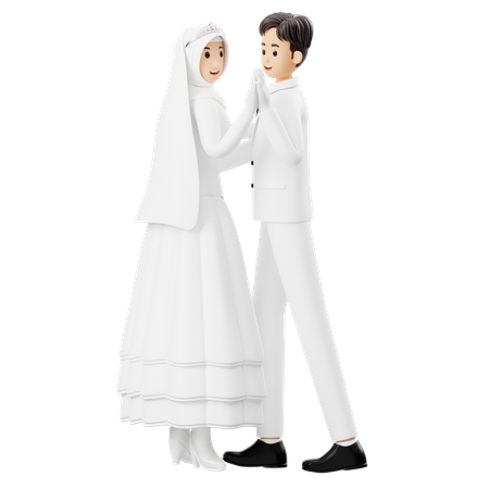 Bride And Groom Facing Each Other  3D Illustration