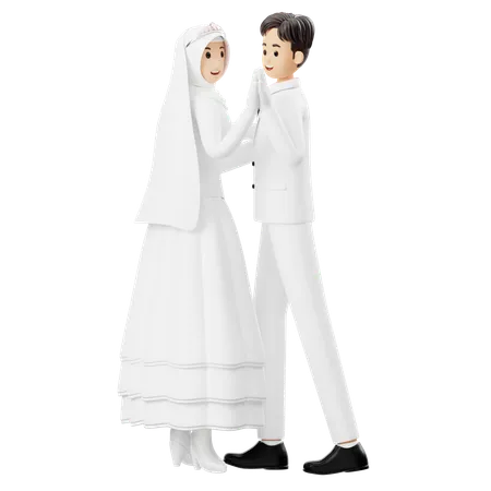 Bride And Groom Facing Each Other  3D Illustration