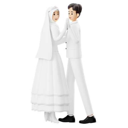 Bride And Groom Facing Each Other  3D Illustration