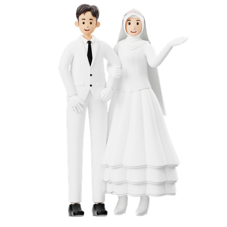 Bride And Groom Giving Couple Pose  3D Illustration