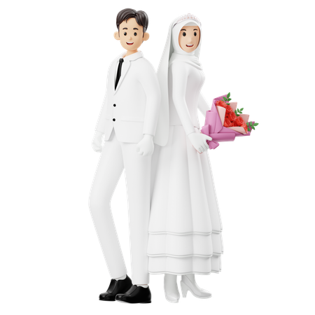 Bride And Groom Leaning Into Each Other  3D Illustration