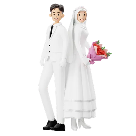 Bride And Groom Leaning Into Each Other  3D Illustration