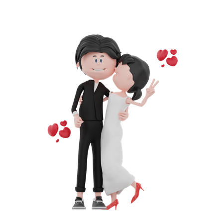 Bride and groom standing together  3D Illustration