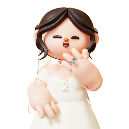 Bride Showing Wedding Ring  3D Icon