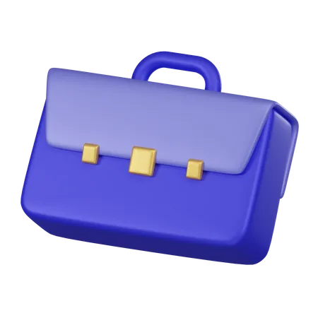 A 3 D Rendering Of A Classic Blue Briefcase With Gold Fastenings Symbolizing Business Professionalism And Work Related Activities 3D Icon