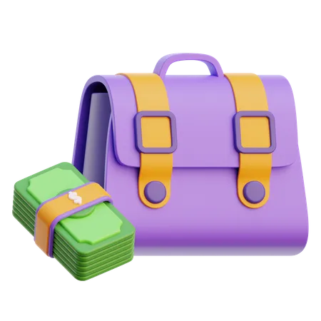 Briefcase And Cash  3D Icon