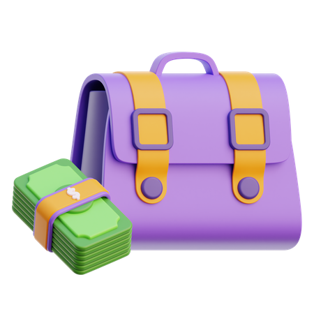 Briefcase And Cash  3D Icon