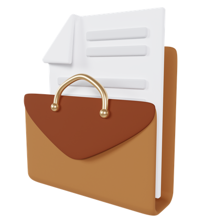 Briefcase And Document  3D Icon