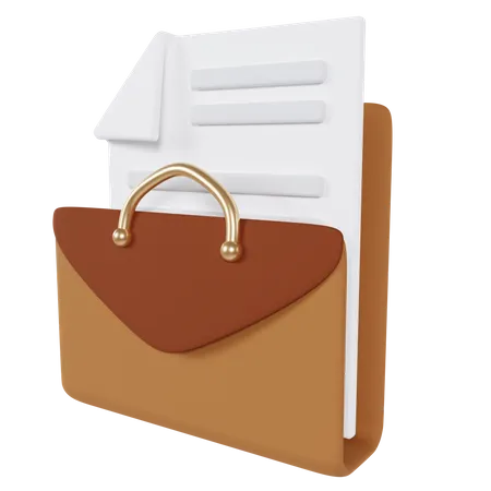 Briefcase And Document  3D Icon