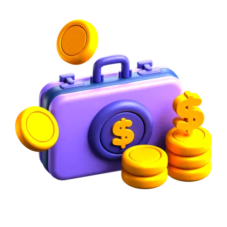 Briefcase and Money  3D Icon