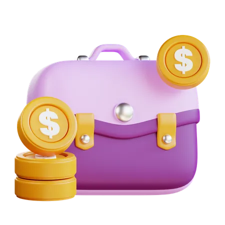 3 D Briefcase And Money Illustration 3D Icon