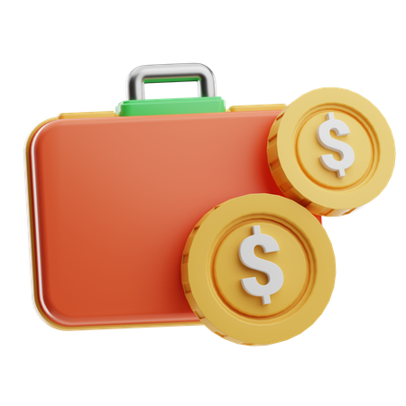 Briefcase and Money  3D Icon