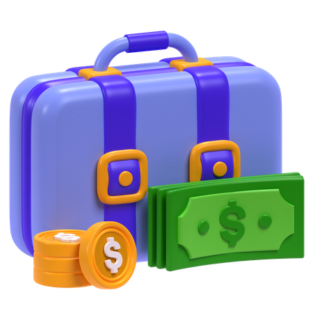 Briefcase and Money  3D Icon