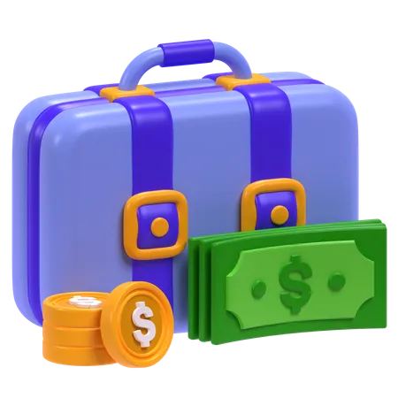 Briefcase and Money  3D Icon