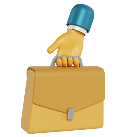 Briefcase Holding Hand Gesture 3D Illustration