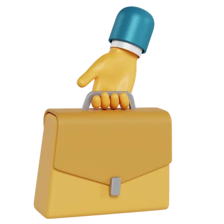 Briefcase Holding Hand Gesture  3D Illustration
