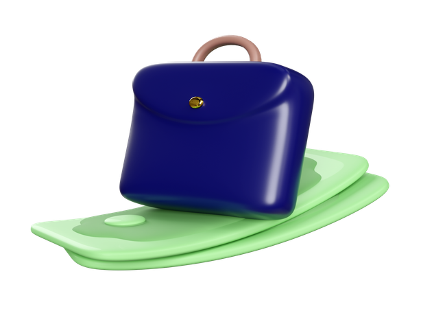 Briefcase With Banknotes  3D Icon