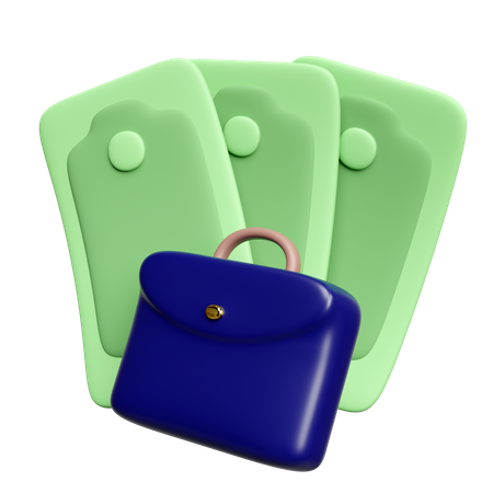 Briefcase With Banknotes  3D Icon