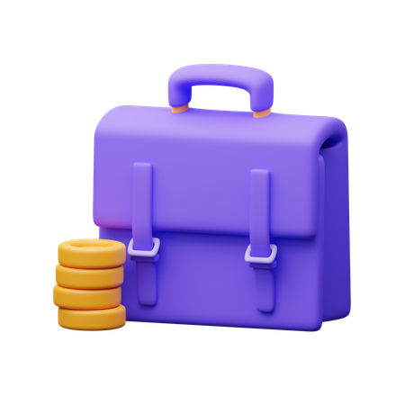 Briefcase with coins  3D Icon