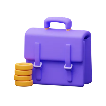 Briefcase with coins  3D Icon