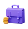 Briefcase with coins