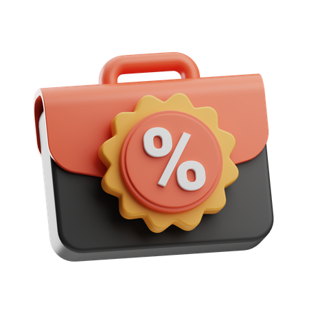 Briefcase With Discount Badge  3D Icon