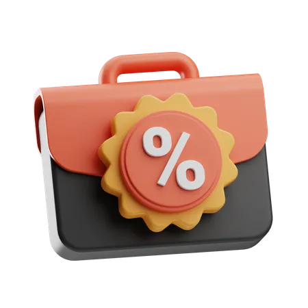 Briefcase With Discount Badge  3D Icon