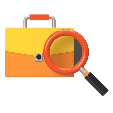 Briefcase With Magnifier  3D Icon