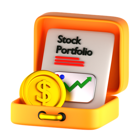 Briefcase with Stocks  3D Icon